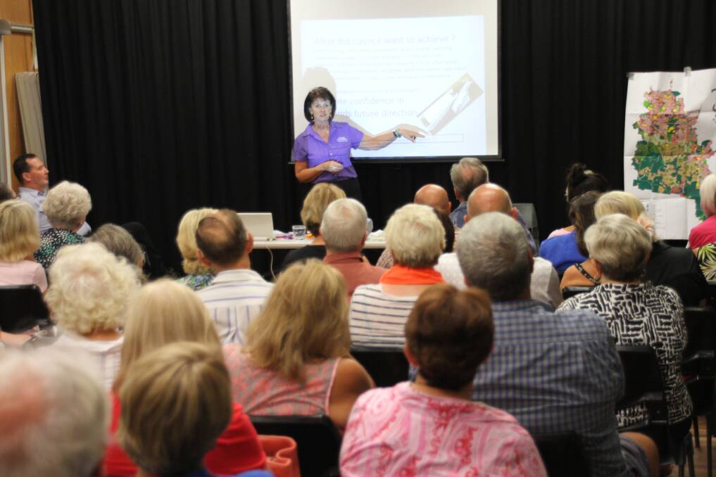 Redland City councillor Wendy Boglary explains the city plan to a group at Indigiscapes. PHOTO: Chris McCormack
