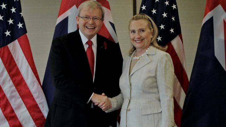 Kevin Rudd's name features in the email furore engulfing US presidential frontrunner, Hillary Clinton. Photo: Andrew Meares