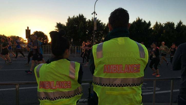 Queensland Ambulance Service staff on site at the Gold Coast Marathon in 2016. Photo: Queensland Ambulance Service