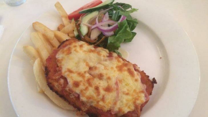 Didn't finish... the parma at the Indooroopilly Hotel was let down by its side dishes, according to Stephen Humphreys. Photo: Stephen Humphreys