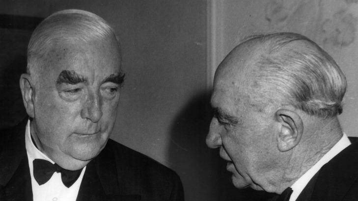 Mover and shaker: Sir William McKell, right, with Sir Robert Menzies.