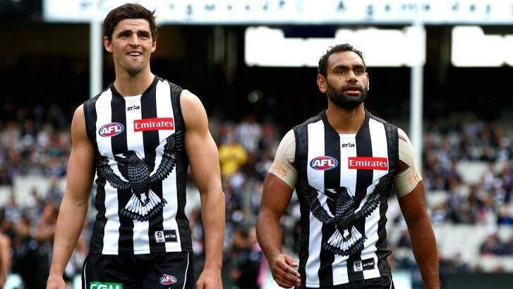 Scott Pendlebury, left, wants the players to receive a set percentage of revenue. Photo: Getty Images/AFL Media