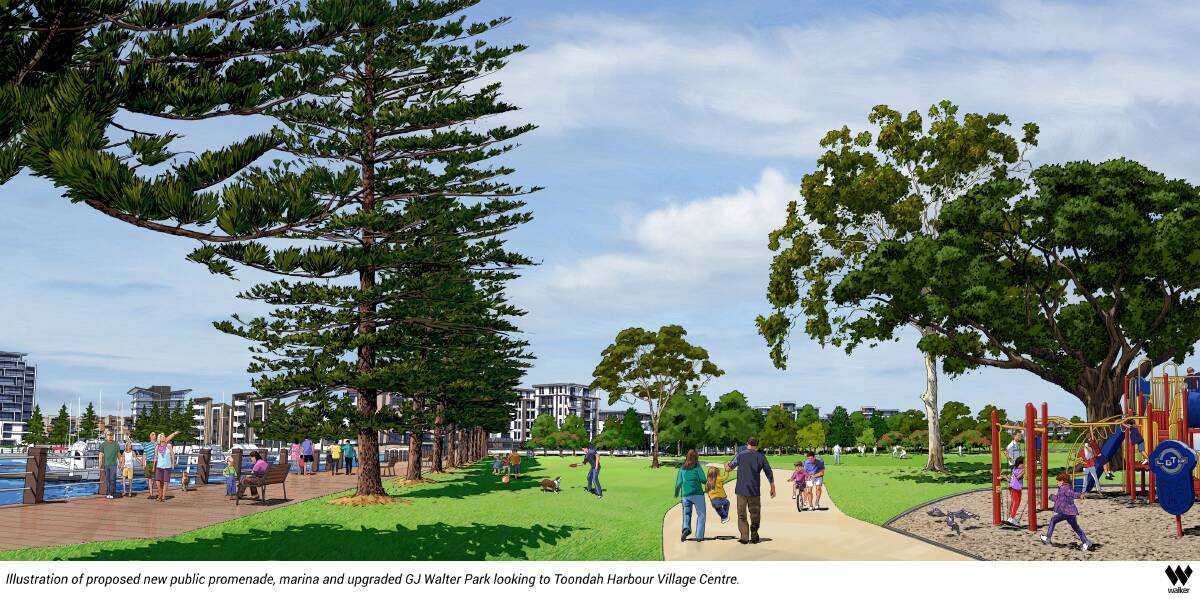An artist's impression of a boardwalk from the marina to GJ Walter Park, which the state has promised not to touch.