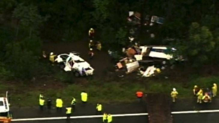 The car is thought to have rolled down a gully. Photo: Seven News