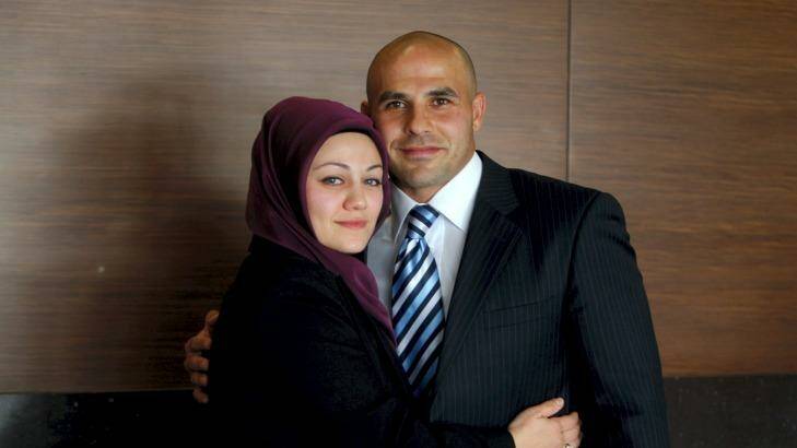 The right image: Hazem El Masri and his former wife, Arwa Abousamra, in 2009. Photo: Steve Christo