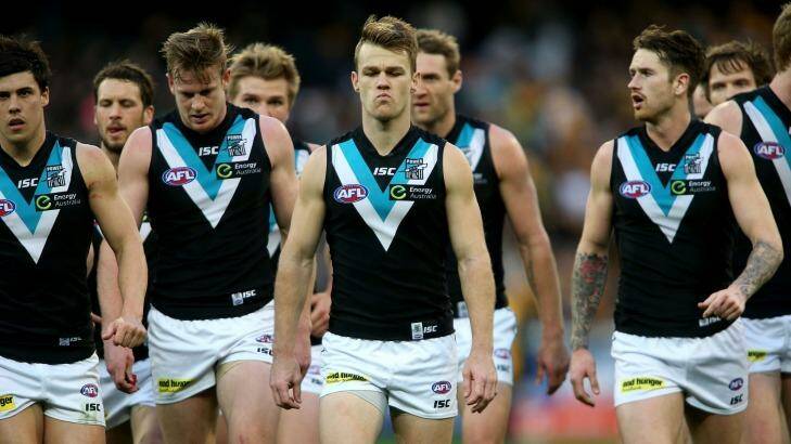 Port Adelaide have dropped off dramatically in every  area where Ken Hinkley would demand they beat the opposition.  Photo: Pat Scala