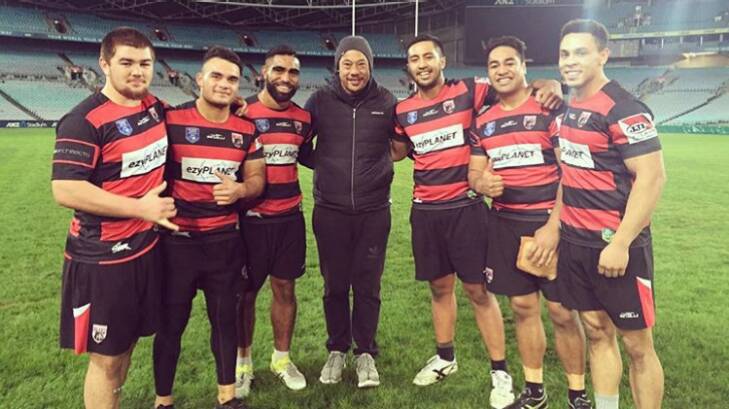 Bear necessities: Tana Umaga with some of the North Sydney players. Photo: Instagram