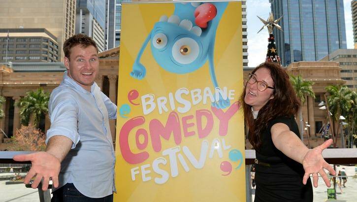 Comedians Damian Power and Mel Buttle at the Brisbane Comedy Festival launch. Photo: Bradley Kanaris