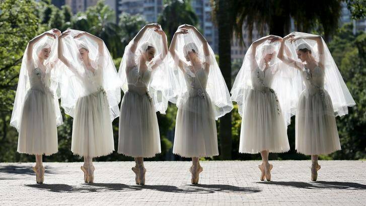 Dancers from the Australian Ballet dance 'Giselle' in Brisbane's Botanic Gardens. Photo: Michelle Smith