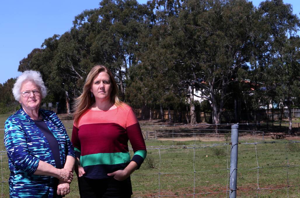 RIGHT: Ormiston resident Gloria Claus (left) and Koala Action Group president Debbie Pointing are disappointed that Redland City Council has approved a development application that may lead to established koala habitat trees behind them removed and replaced with young trees. Photo by Stephen Archer