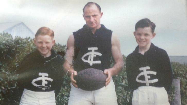Bob Dawson during his Tongala playing days with sons Peter (left) and Robert in 1958. Photo: Saints.com.au