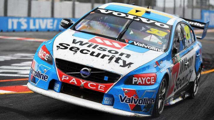 James Moffat drives the #34 Wilson Security Racing GRM Volvo S60 during race 22 of the Supercars Gold Coast 600 at Surfers Paradise.  Photo: Daniel Kalisz/ Getty Images