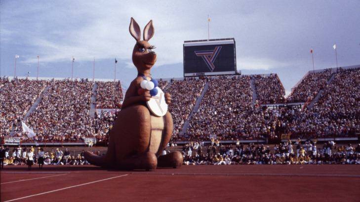 Matilda greeted the crowd at the Brisbane 1982 Commonwealth Games opening ceremony at QEII Stadium. Photo: Vic Sumner