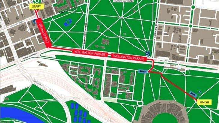 A map of the grand final parade route. Photo: AFL