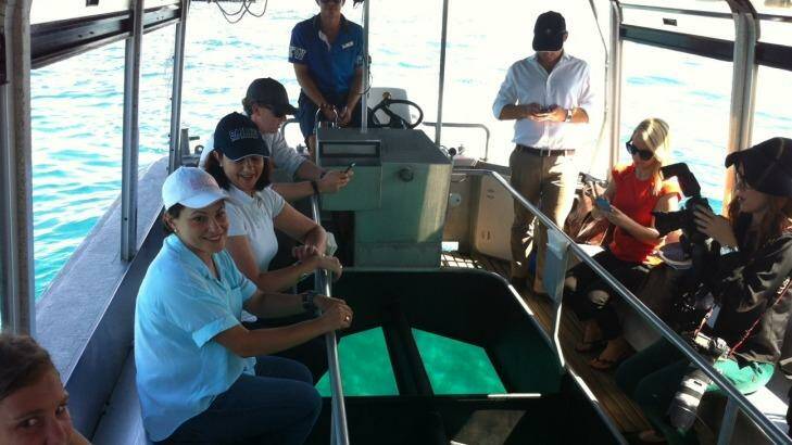 Annastacia Palaszczuk and Jackie Trad get a close-up view of the Great Barrier Reef.