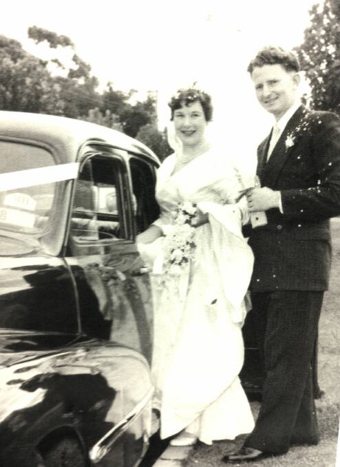 Robert and Caroline Strahle on their wedding day in 1955.