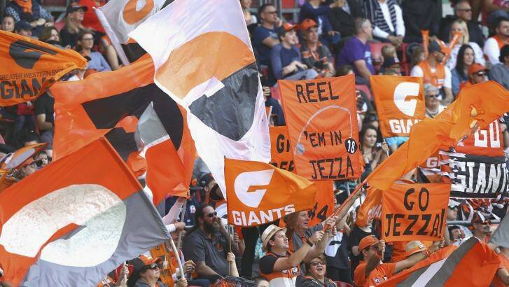 Loyalty: The Giants don't have a lot of fans compared with other AFL teams but they are building their membership base. Photo: Ryan Pierse