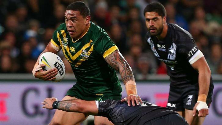Ambition achieved: Tyson Frizell never thought he would win a Kangaroos jersey. Photo: Paul Kane