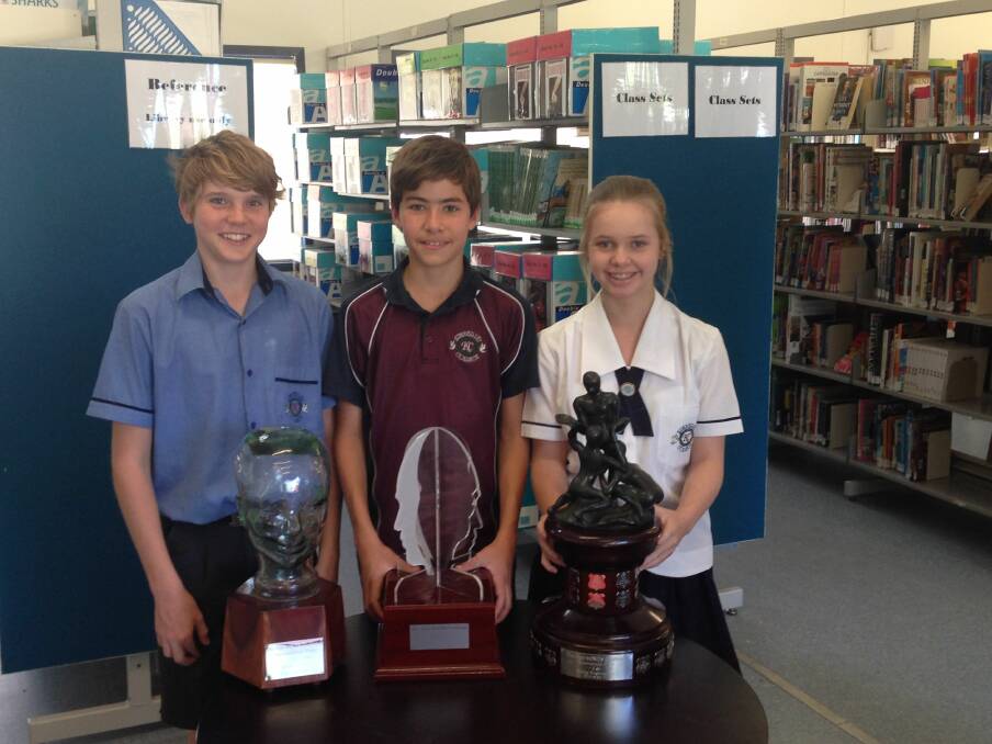 Science gurus (from left) are Cody Weller, Jia Entermann and Portia Allison who won the state final and the Australian Science Engineering Division 2 OptiMinds Sustainability Challenge.