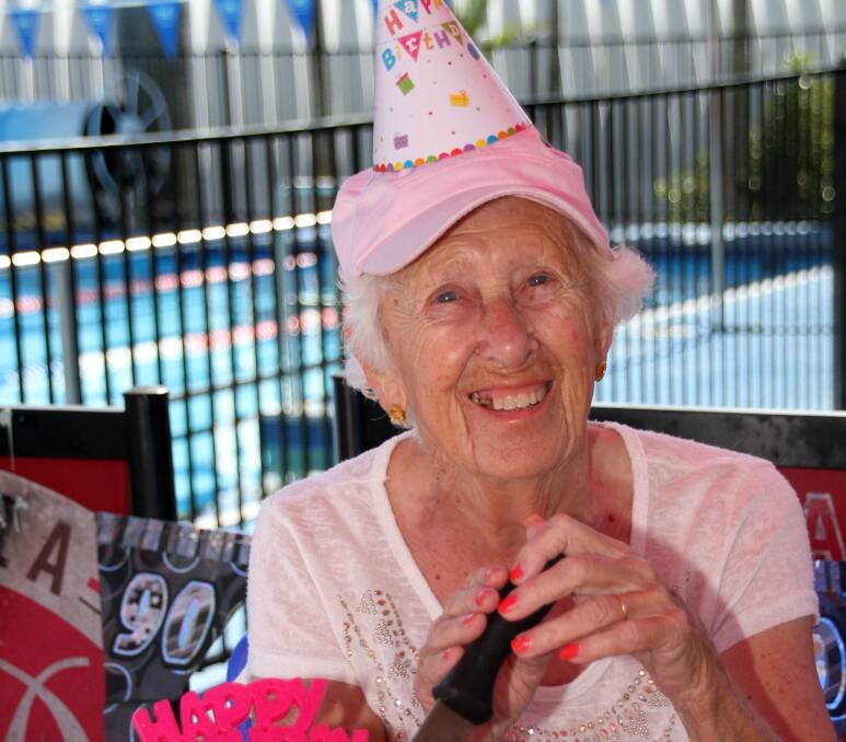 Joyce Beechey celebrated her 90th birthday with her aqua aerobics friends at Cleveland Aquatic Centre. 
Photo by Chris McCormack