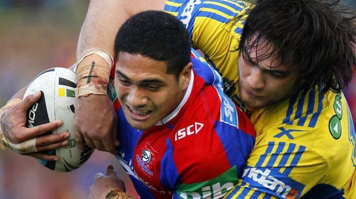Missing out: Sione Mata'utia of the Newcastle Knights.  Photo: Max Mason-Hubers