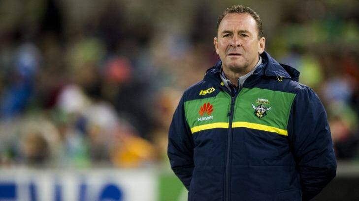 Raiders coach Ricky Stuart is taking the positives from his team's 32-24 loss to the North Queensland Cowboys on Saturday night. Photo: Jay Cronan