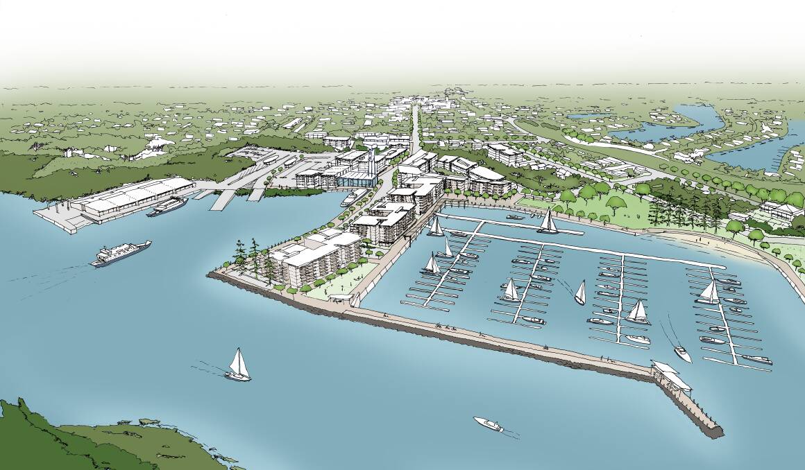 An artist's impression of a proposed 200-berth marina at Toondah Harbour. Redland City Council also spent money on a phone app showing the plans in 3D. 