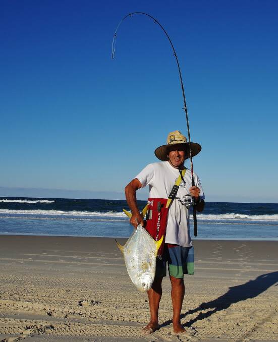 Bill Lowe with a solid permit caught on North Stradbroke Island