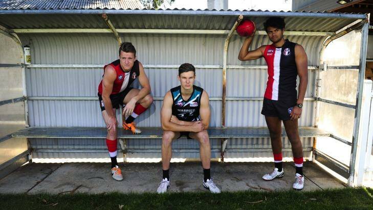 Aaron Vandenberg, Logan Austin and Tom Faul will find out their fate on Thursday when the AFL draft is held.  Photo: Melissa Adams