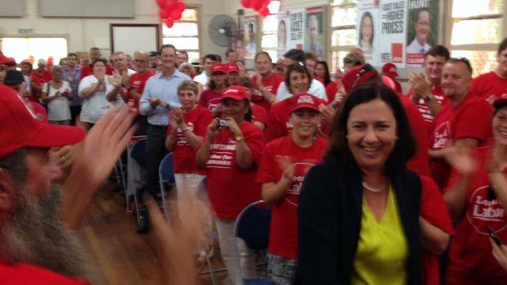 Supporters applaud Labor leader Annastacia Palaszczuk. Photo: Renee Melides