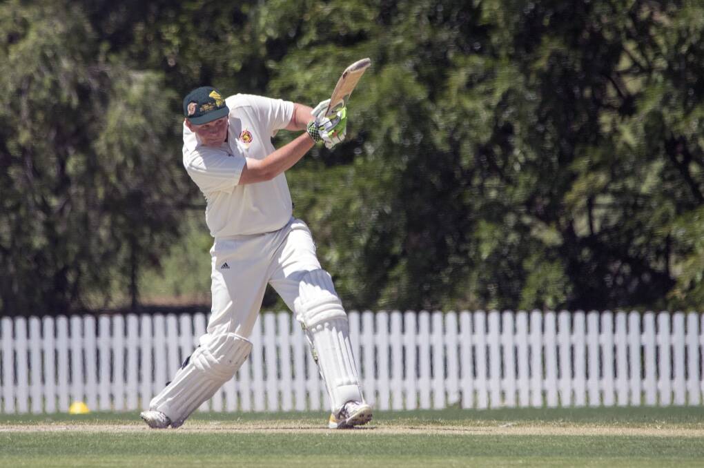 Redlands over 40s player and chairman of selectors Brian Brix in action last Sunday against Ipswich/Logan. Brian scored 36 from 51 deliveries with three fours and a six but unfortunately Redlands 6/184 lost to the Hornets 9/185 