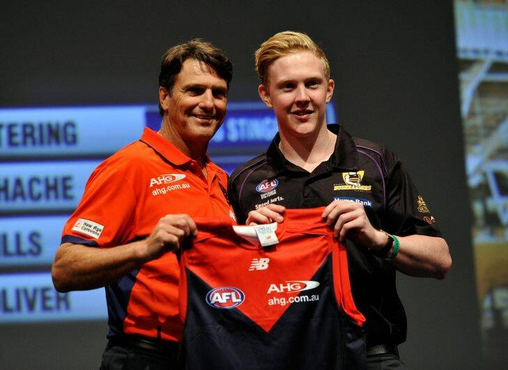 ADELAIDE, AUSTRALIA - NOVEMBER 24:  Number 4 draft pick Clayton Oliver during the 2015 AFL Draft at the Adelaide Convention Centre on November 24, 2015 in Adelaide, Australia.  (Photo by David Mariuz/Fairfax Media)