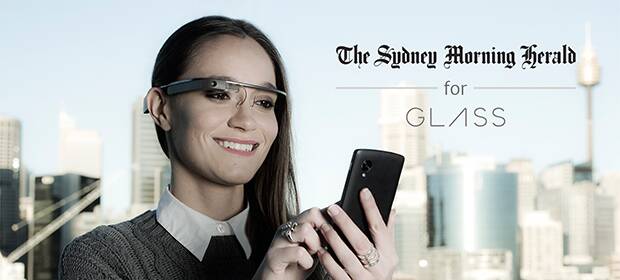 A woman wearing Google Glass, which will be developed by Victoria Point company Buckham and Duffy.