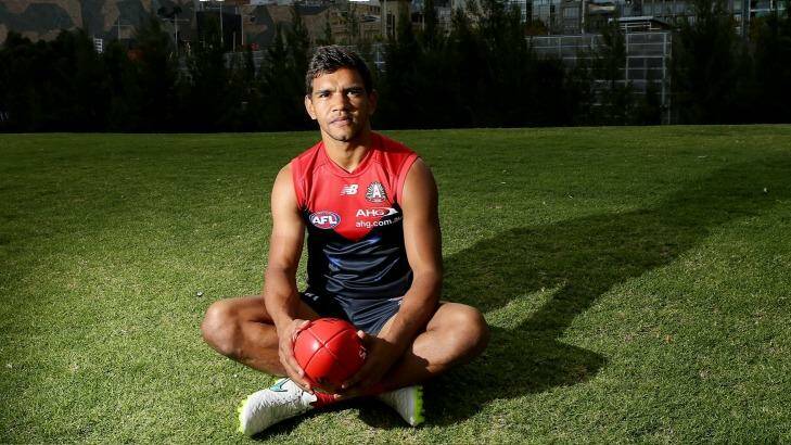  Melbourne footballer Neville Jetta has rallied his team in support of Adam Goodes.  Photo: Pat Scala