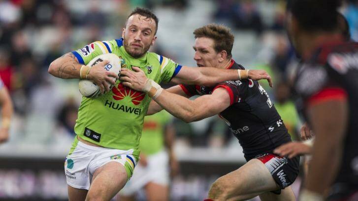 Josh Hodgson says the Raiders need to stay calm as the final whistle approaches. Photo: Rohan Thomson