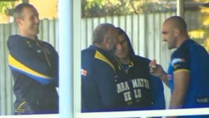 Eels react at training. Photo: Channel 7