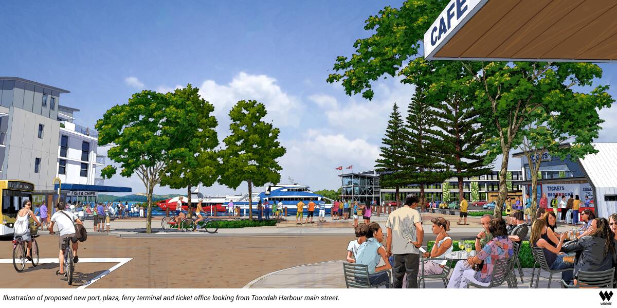 A cafe precinct and plaza is designed for Toondah Harbour