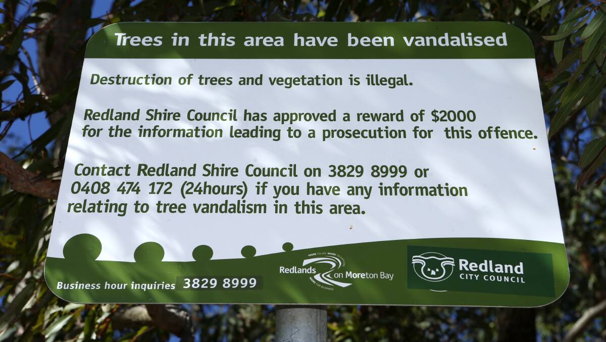 A sign near where trees have been cleared at Carolena Street, Thornlands. 
