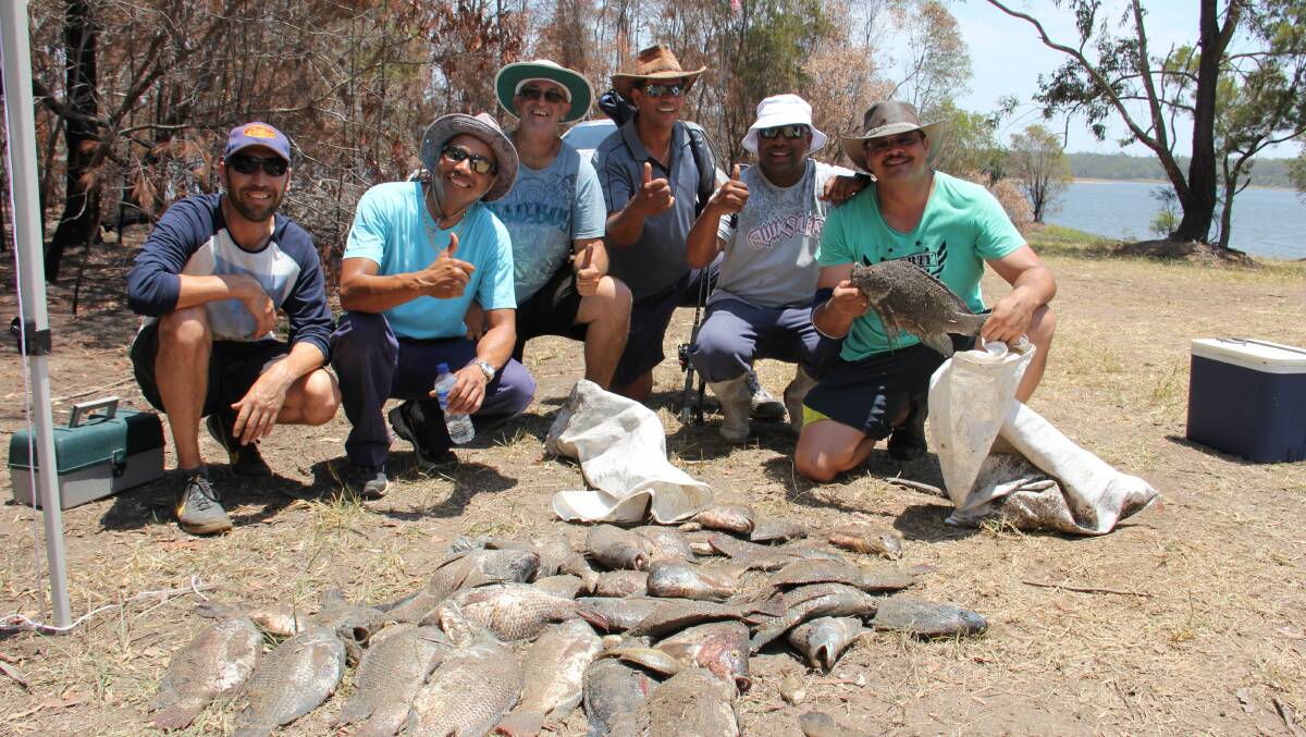 Anglers braved the 35C heat to catch 150kg of tilapia, w pest fish in Leslie Harrison Dam, on Sunday.