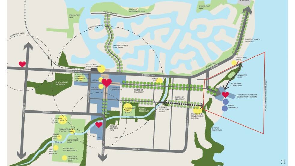 A map showing council designs for the Toondah Harbour precinct released in March.  