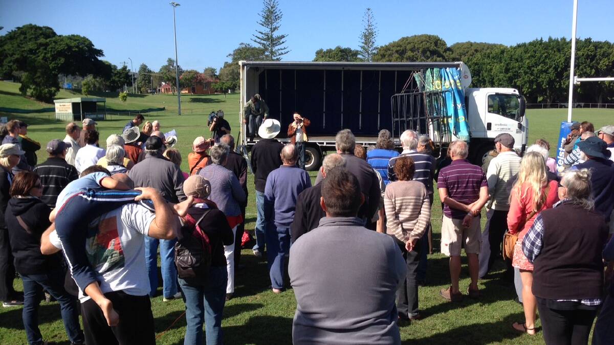 The crowd at the Dunwich rally to ask Straddie Ferries to reconsider barge fares. 