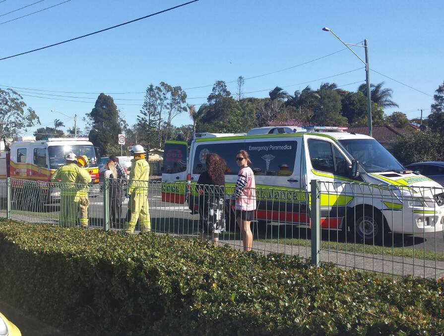 Emergency services at the scene of this morning's accident.  