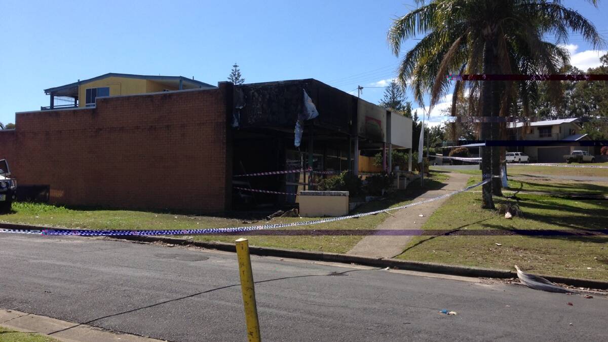 The razed Dunwich hairdresser's shop has been cordoned off after the fire early Saturday morning.
