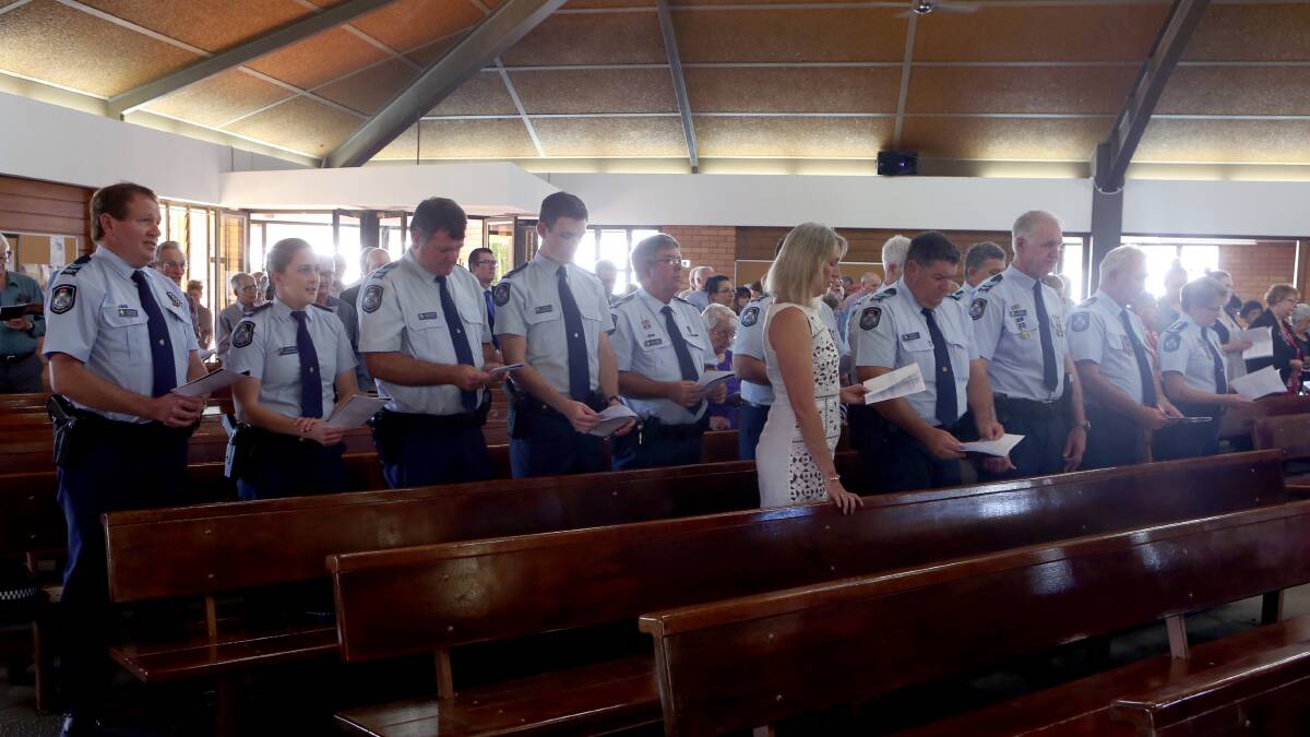 Officers at Star of the Sea Catholic Church for the National Police Remembrance Day. PHOTO: Stephen Archer