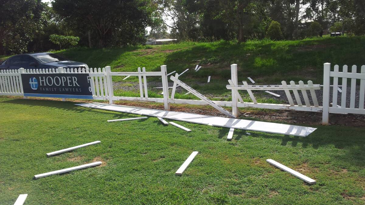 The damaged fence, which cost the club $30,000 a year ago. 