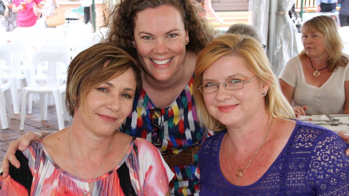 Emma Curry, Cleveland, Rebecca Eckersley, Cleveland and Linda Reeb, Thornlands at the book launch. PHOTO: Chris McCormack