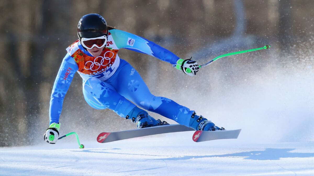 Tina Maze of Slovenia skis during the Alpine Skiing Women's Downhill on day 5 of the Sochi 2014 Winter Olympics at Rosa Khutor Alpine Center on February 12, 2014 in Sochi, Russia. Photo: GETTY IMAGES