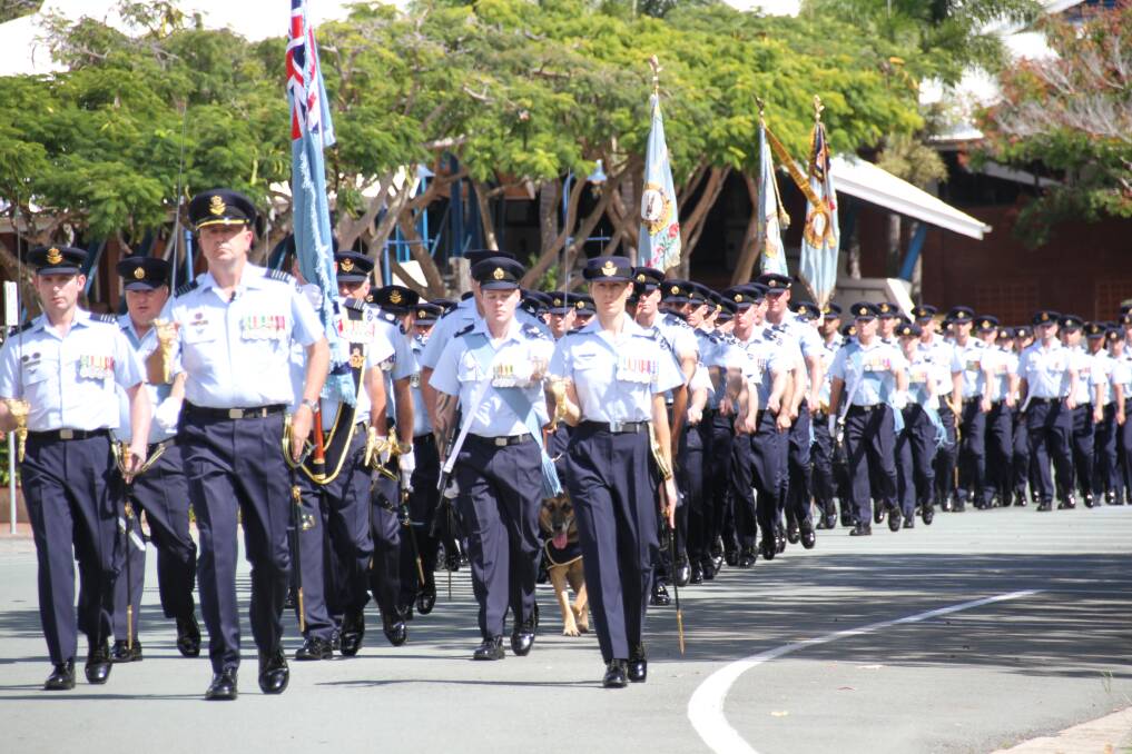 RAAF Freedom of Entry to Redland City: The parade marches off to enter the city. Photo by Chris McComack
