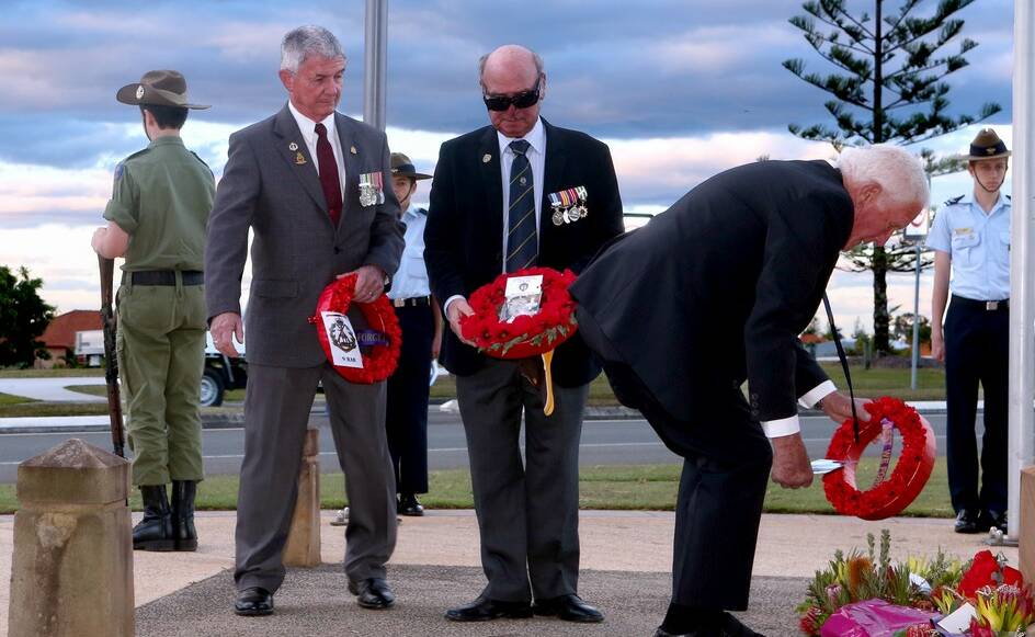 Chris Ryan,  John Reister and Peter Pezet at the memorial service for Vietnam Veteran on Monday.