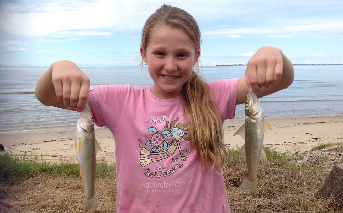 Tiana Vescovi caught this nice pair of whiting at Beachmere.
